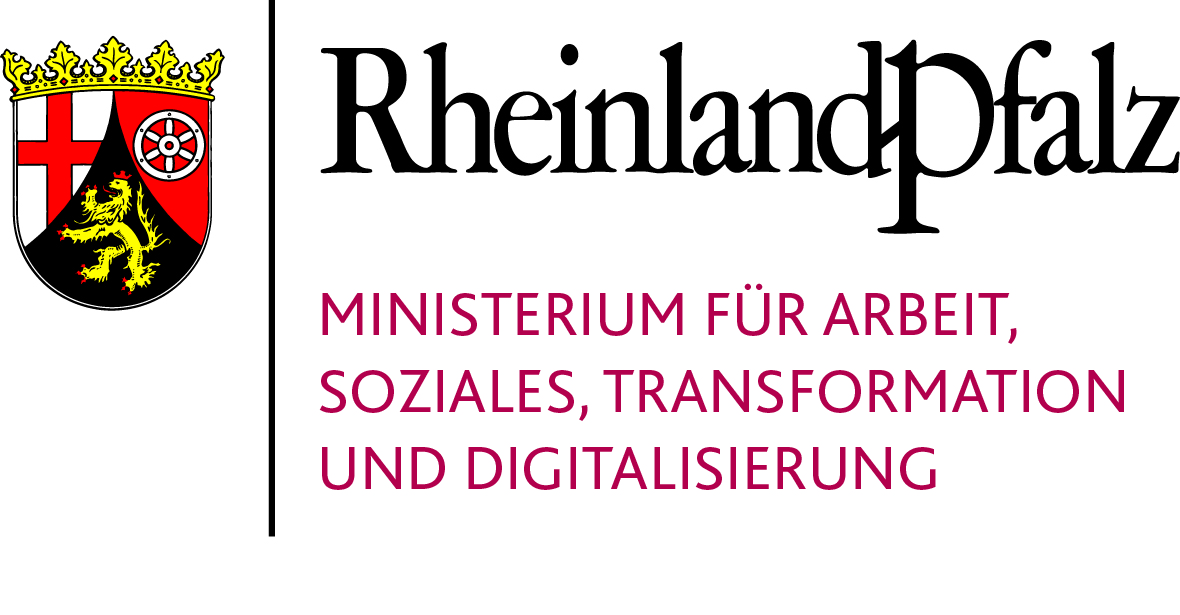 Wappen RLP mit Schriftzug Name des Ministeriums